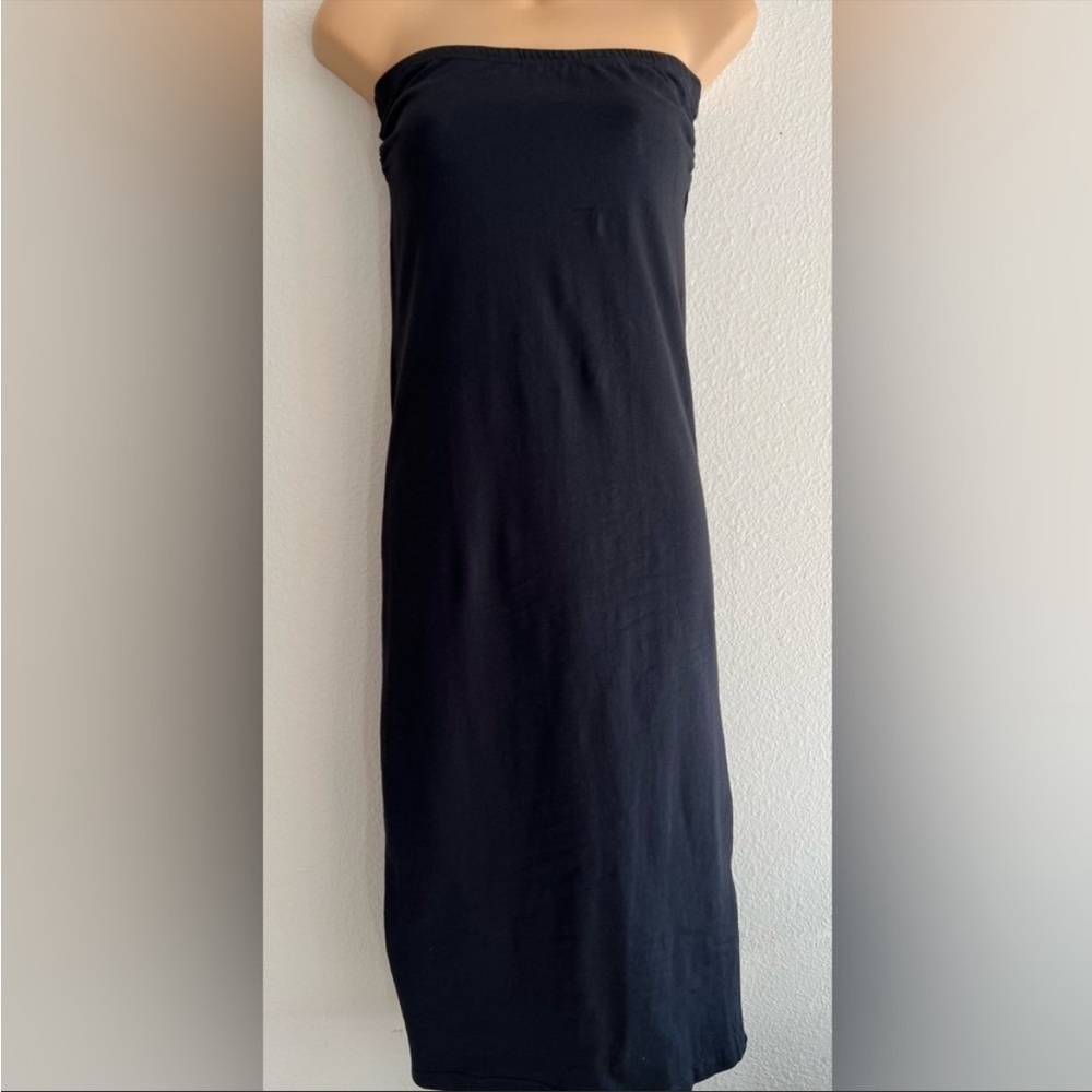 NWOT Jolie & Joy strapless pull on midi bodycon black dress. Size L (jun…